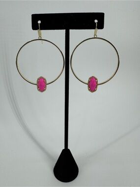 Kendra Scott Gold Hoop Earrings with Pink Oval Stones